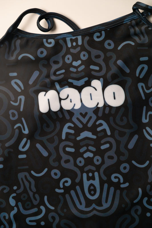 Traje de baño estampado azul